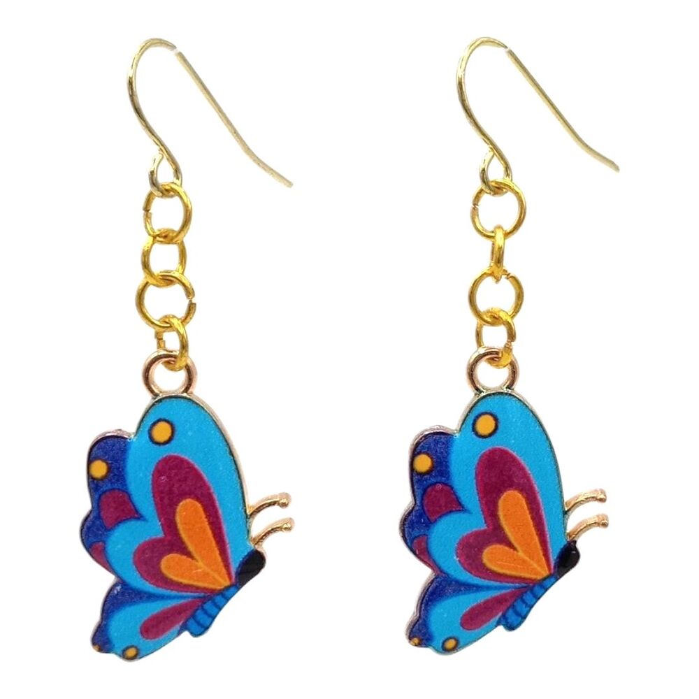 Blue Orange Pink Butterfly Earrings Fashion Jewelry Dangle Bug Insect
